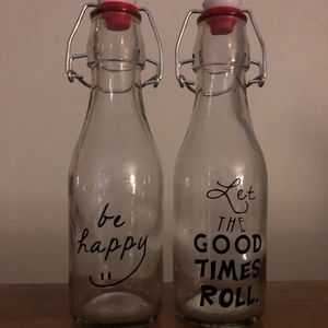 (2) Decorative Glass Bottles